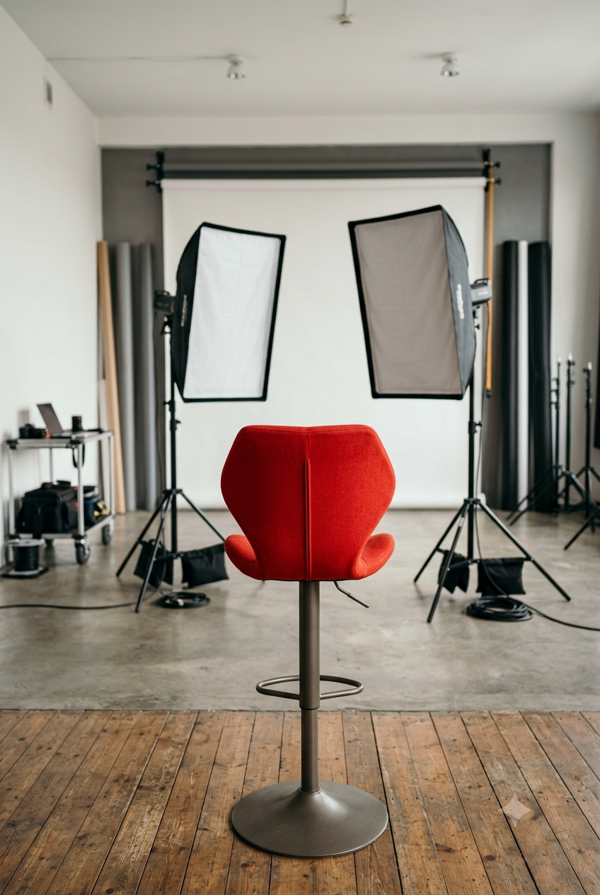 Studio nie jest straszne. Studio fotograficzne, lampy na statywach, hoker do pozowania